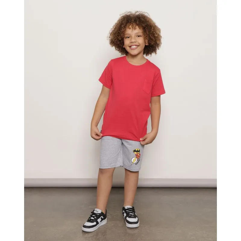 Bermuda Infantil Moletinho Reta DC Comics Batman Cinza 12