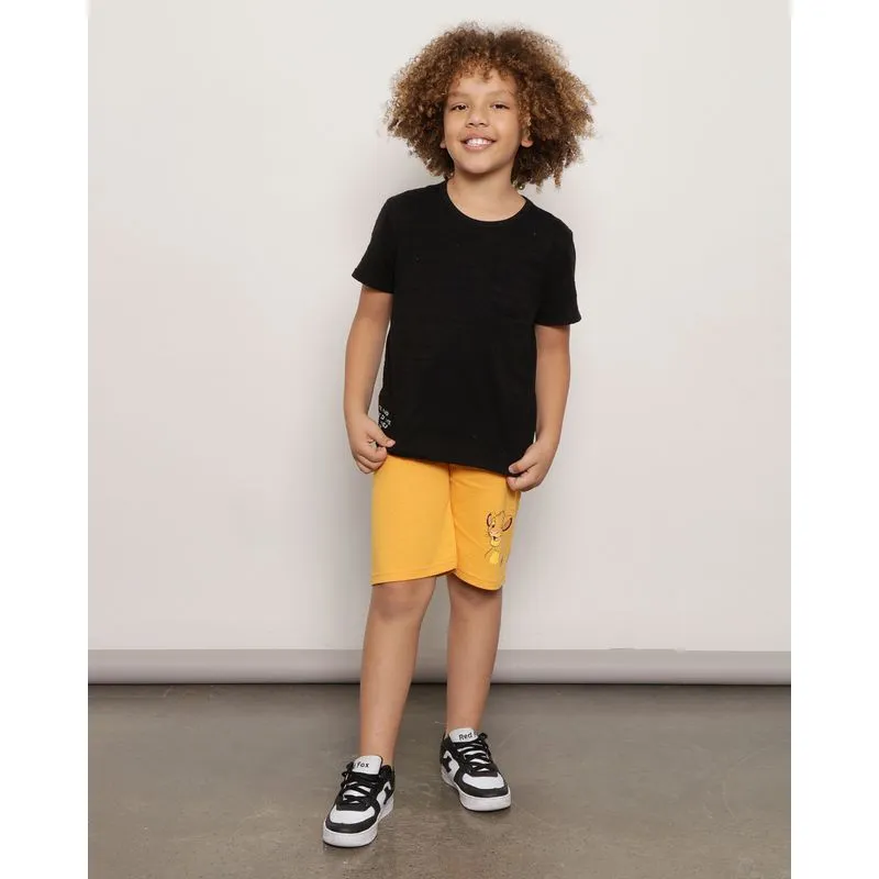 Bermuda Infantil Moletinho Disney Estampa Simba Rei Leão Amarela 8