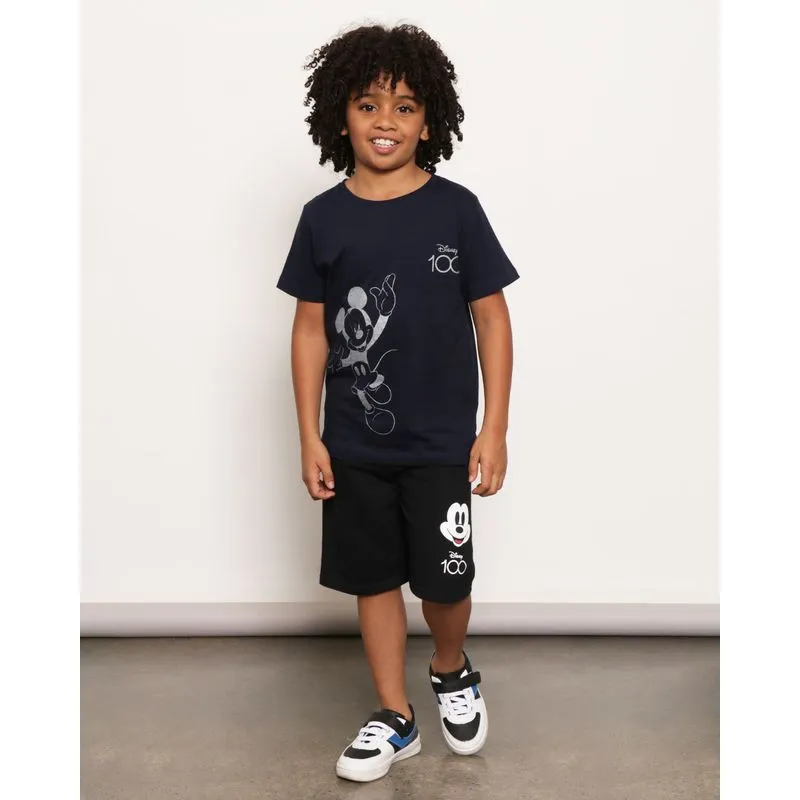 Bermuda Infantil Moletinho Disney Mickey Estampa Preta 8