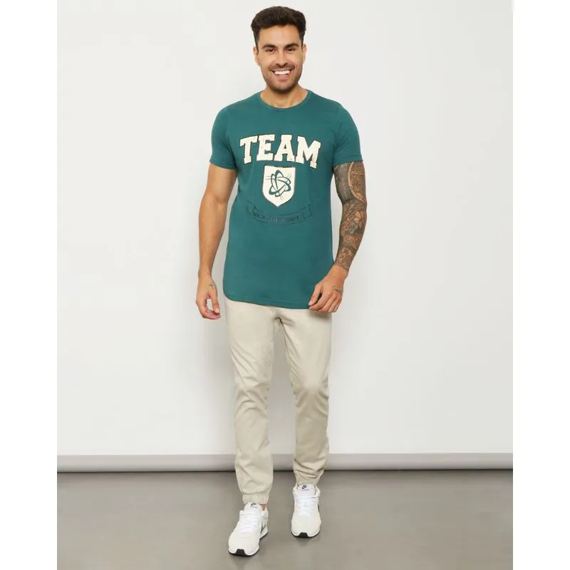 Calça Masculina Sarja Vizzy Com Bolso Jogger Bege M