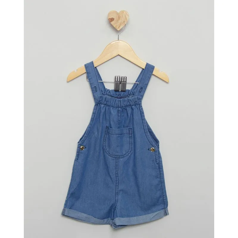 Macaquinho Jeans Bebê Com Bolso Barra Dobrada Azul 3