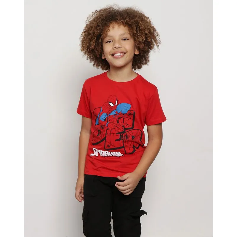Camiseta Infantil Manga Curta Homem Aranha Marvel Vermelha 6