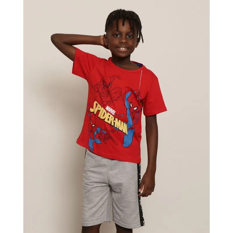 Camiseta Infantil Menino Marvel - Homem Aranha Estampa Frontal Manga Curta Gola Careca Vermelha 4