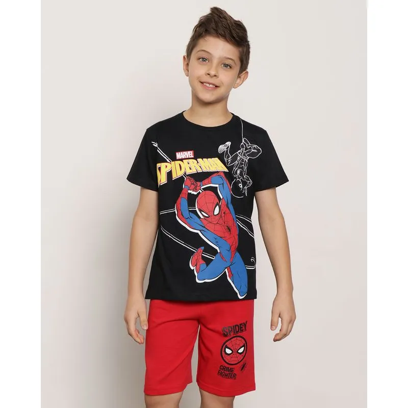 Camiseta Infantil Marvel Manga Curta Homem Aranha Preta 4