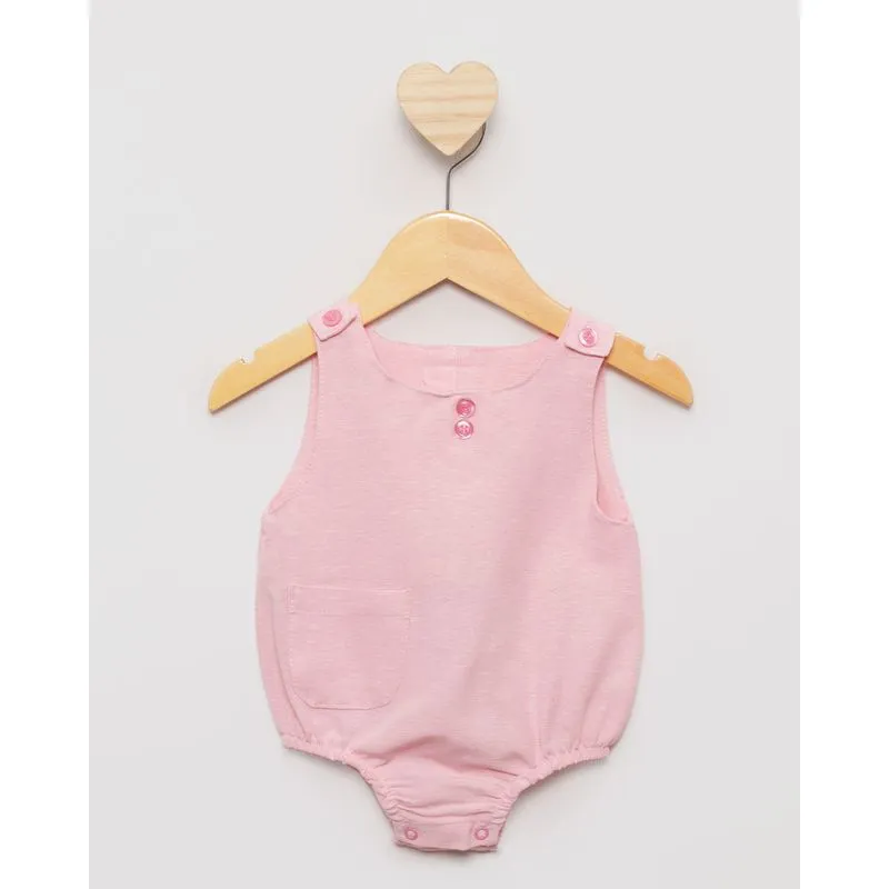 Body Bebê Com Bolso Botões Mescla Rosa Claro P