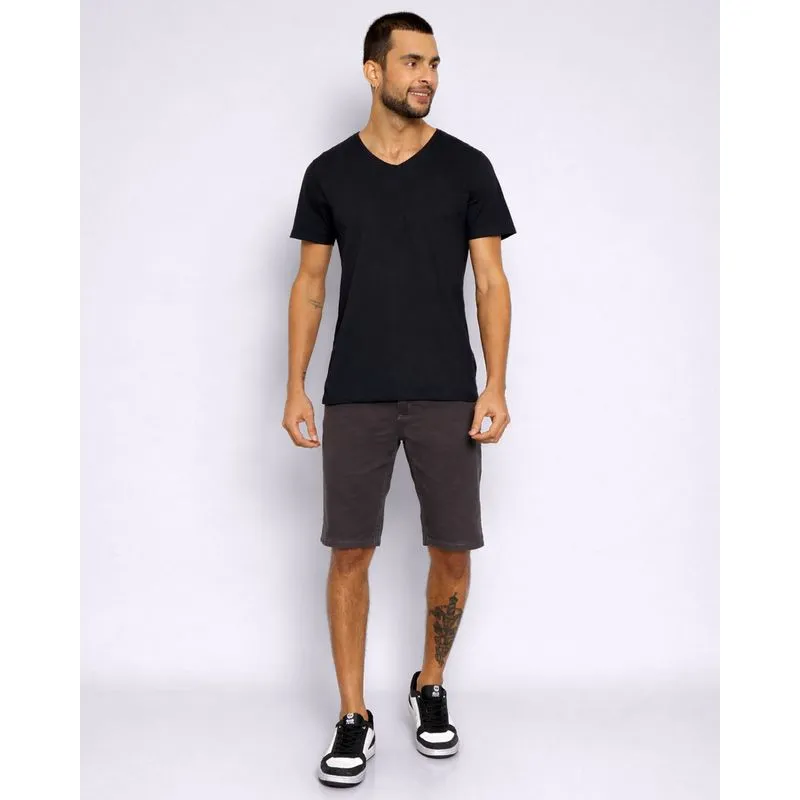 Bermuda Sarja Masculina Reta Cinza 46