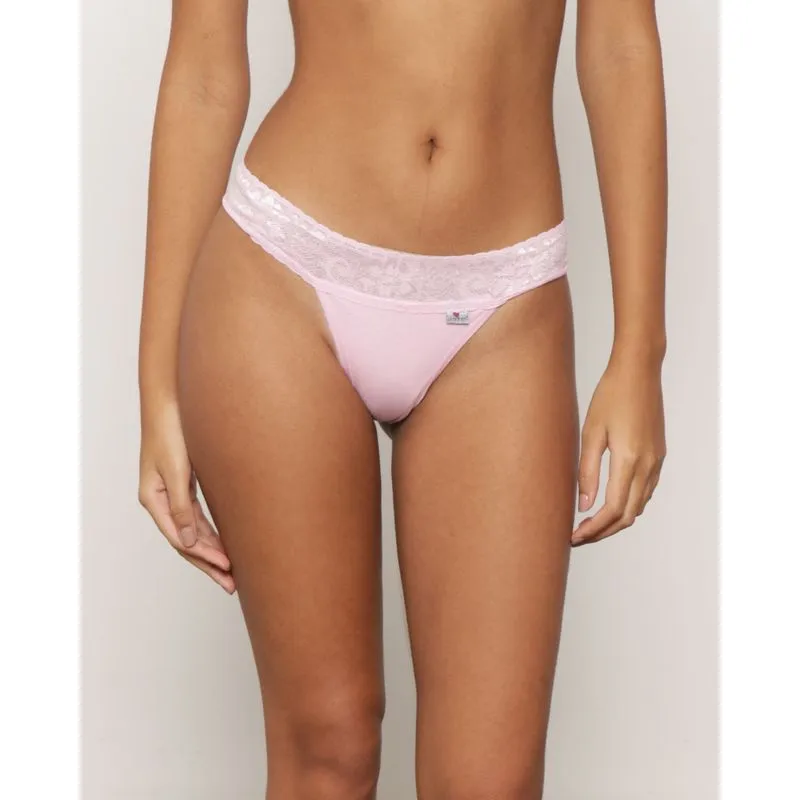 Calcinha Feminina String Com Renda Rosa M