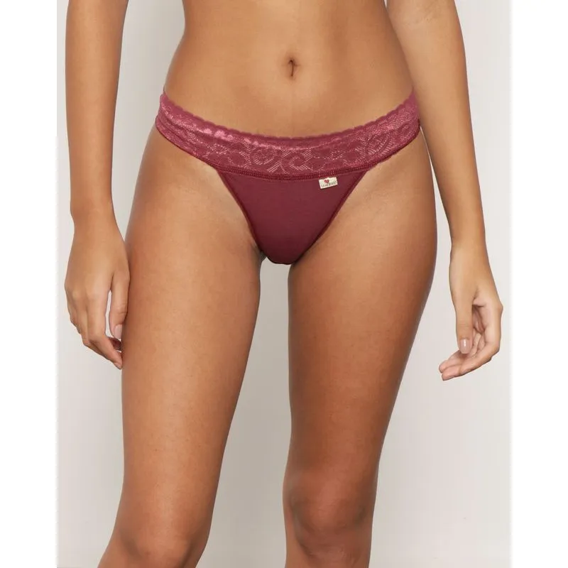 Calcinha Feminina String Com Renda Vinho G