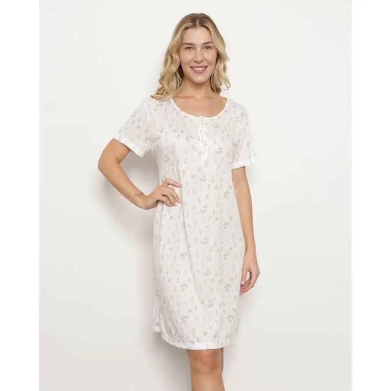 Camisola Feminina Amamentação Estampada Branca P