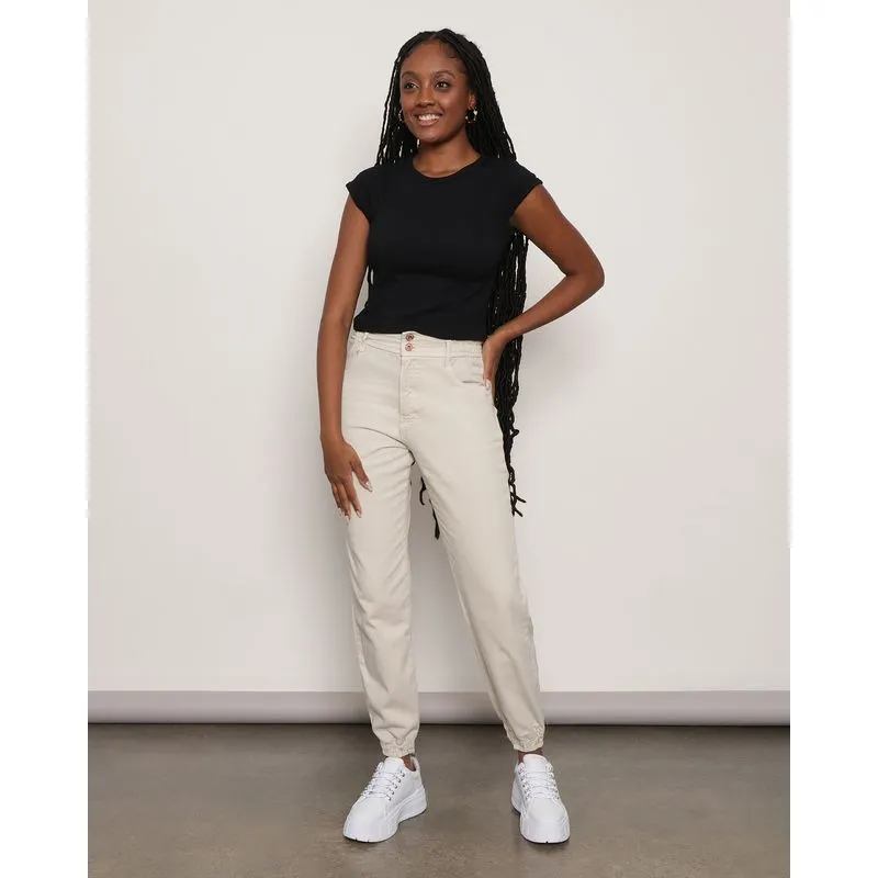 Calça Feminina Sarja Jogger Bege 42