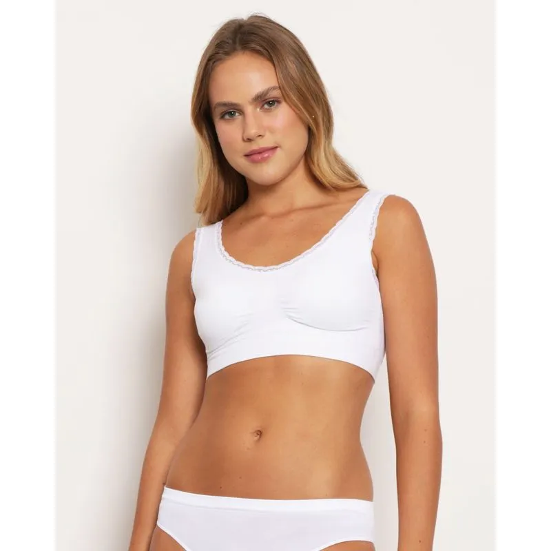 Sutiã Feminino Top Com Bojo Removível Branco M