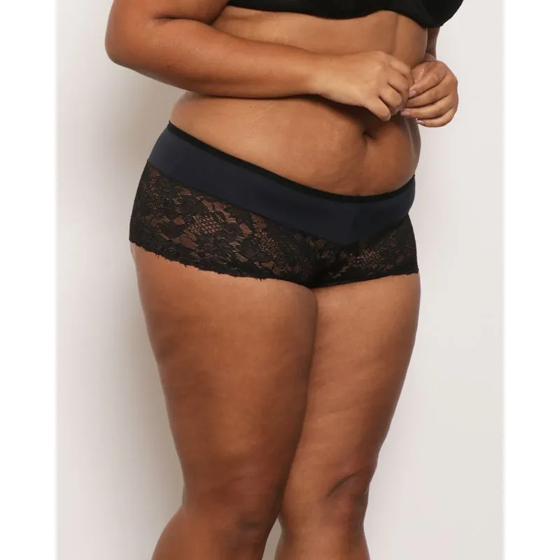 Calcinha Plus Size Feminina Caleçon Renda Preta 48