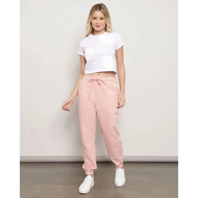 Calça Feminina Jogger Com Cordão Rosa 40