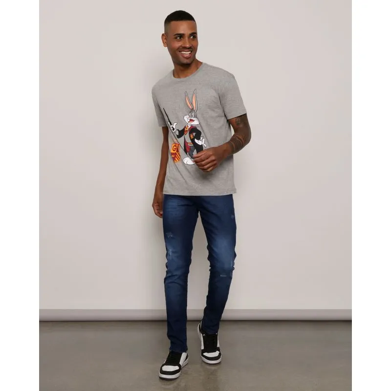 Calça Jeans Masculina Slim Puídos Azul 42