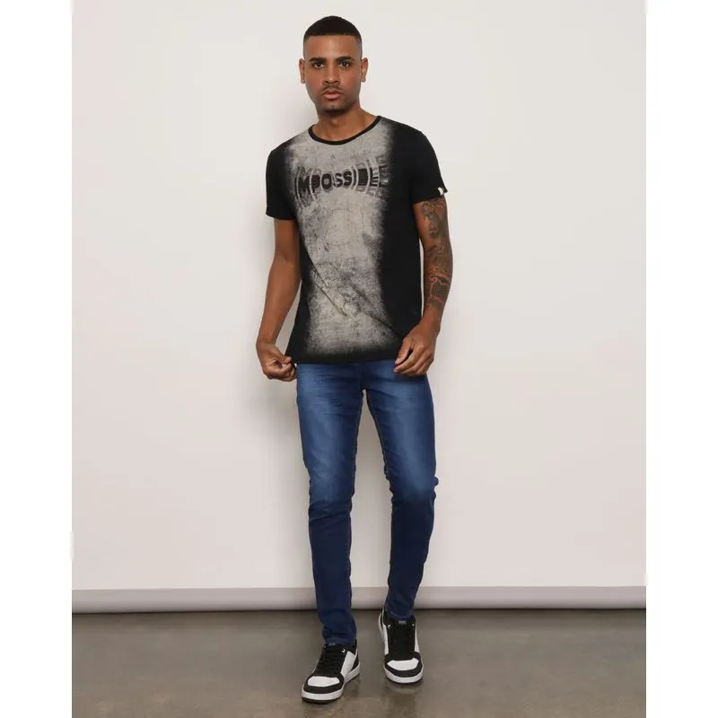 Calça Jeans Masculina Slim Estonada Azul 46