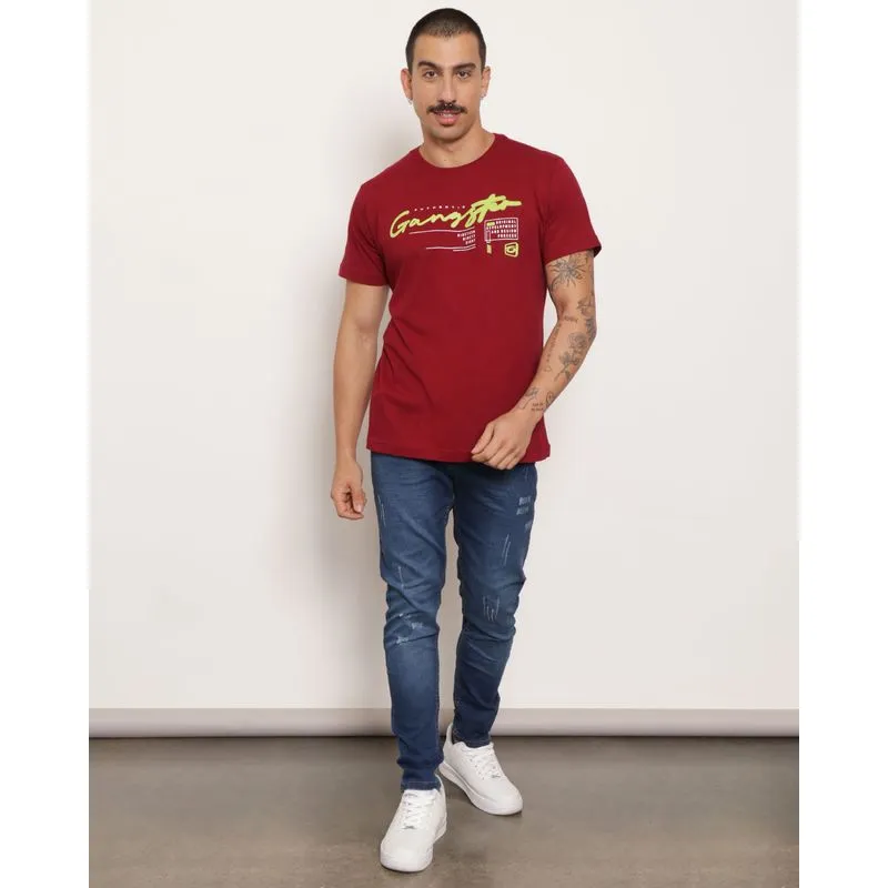 Calça Jeans Masculina Com Puídos Slim Azul 40