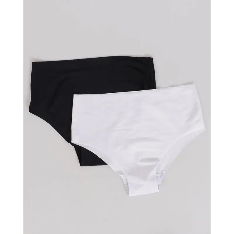 Kit 2 Calcinhas Feminina Caleçon Sem Costura Branca Preta GG