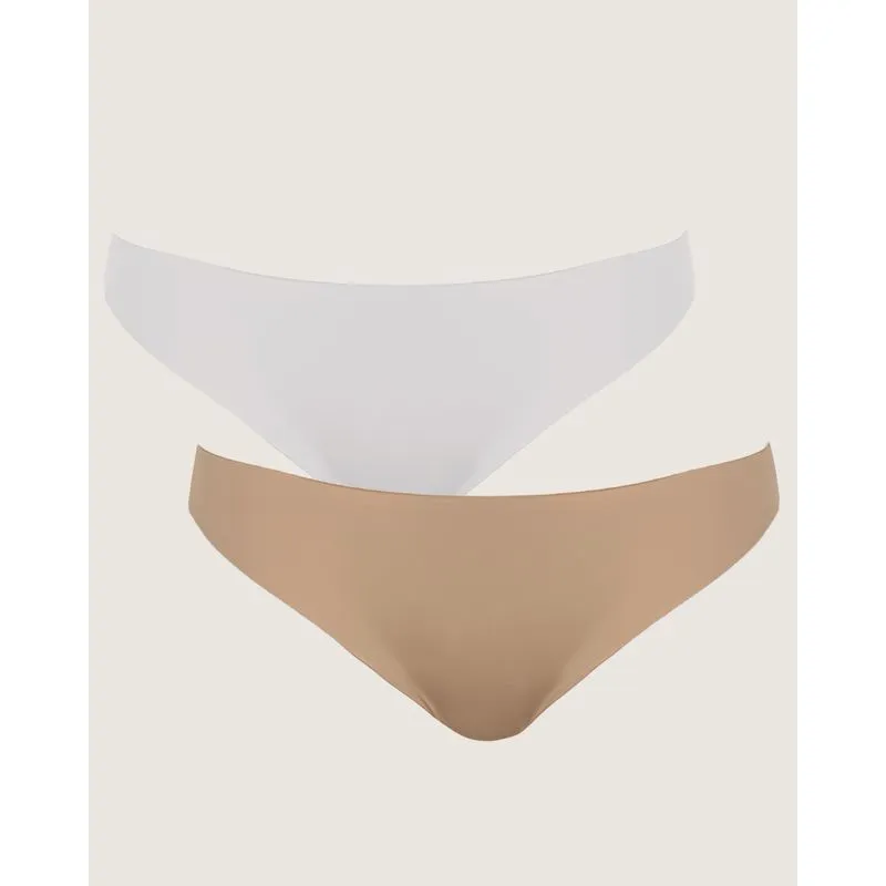 Kit 2 Calcinhas Feminina Sem Costura Branca Bege GG