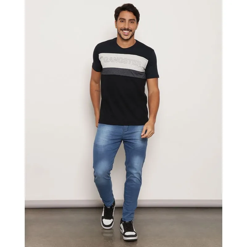 Calça Jeans Masculina Skinny Estonada Azul 42