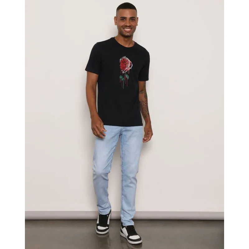 Calça Jeans Masculina Estonada Slim Azul 44