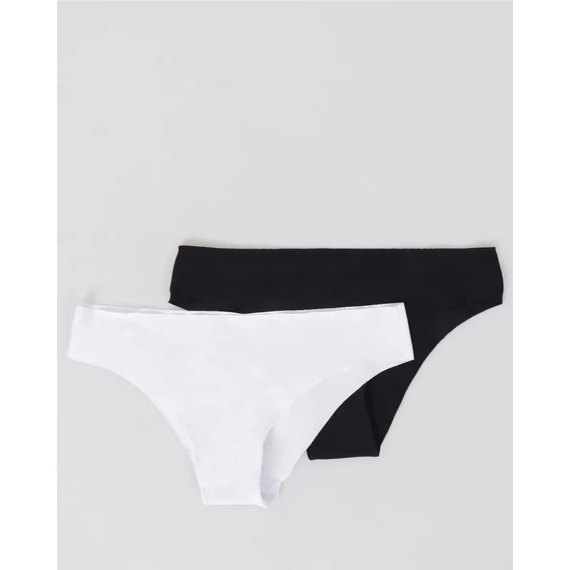 Kit 2 Calcinhas Feminina Sem Costura Preta Branca P