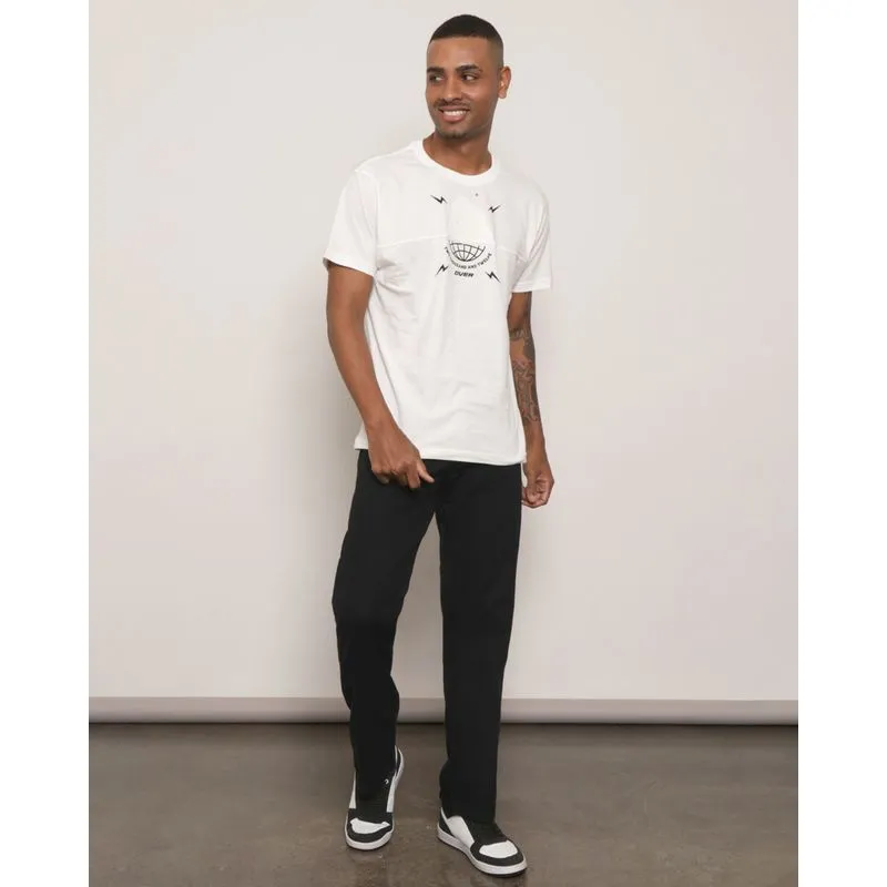 Calça Masculina Sarja Reta Bolsos Laterais Preta 48