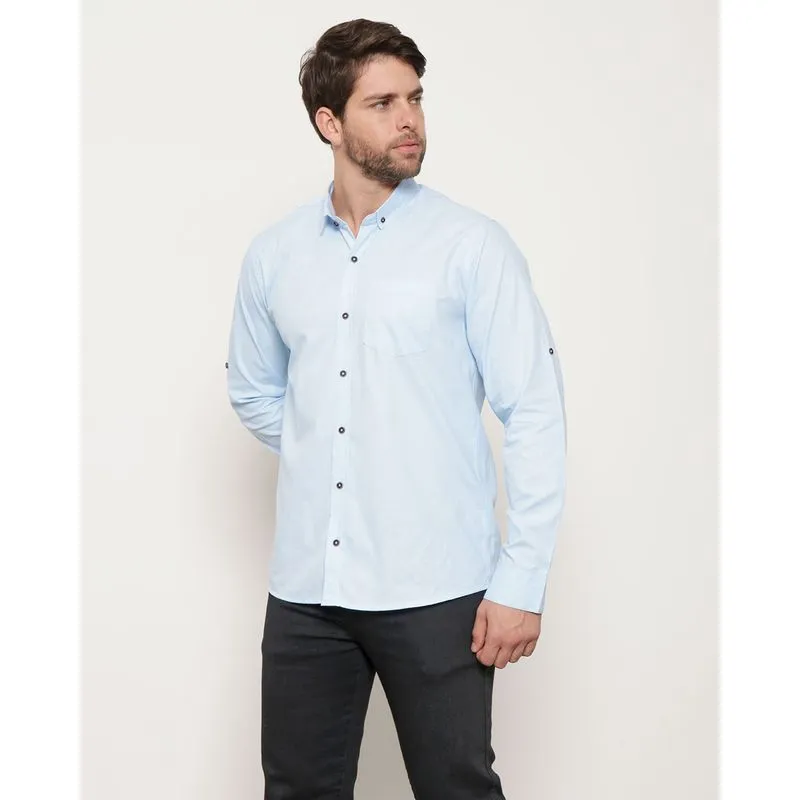 Camisa Masculina Social Manga Longa Flame Azul Claro 2