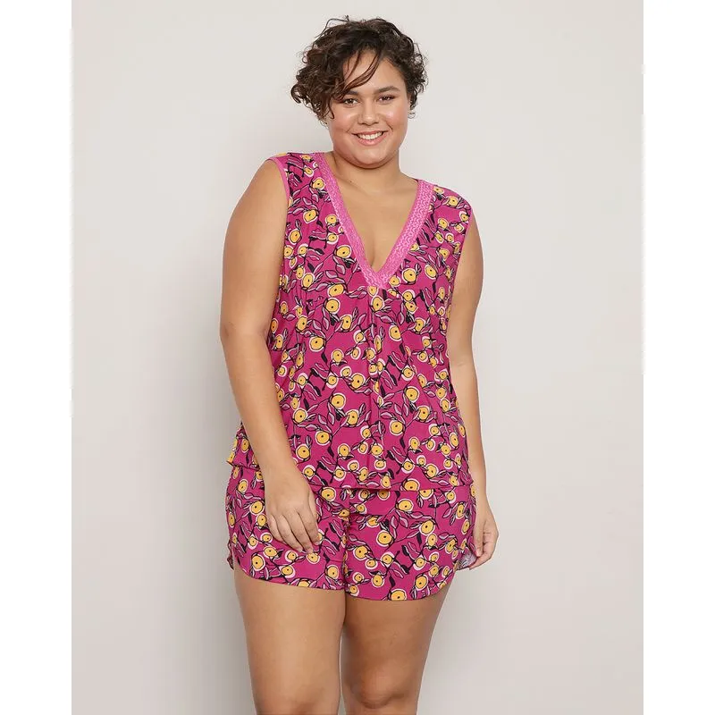 Pijama Plus Size Avulso Feminino Estampado Floral Cores Sortidas 48