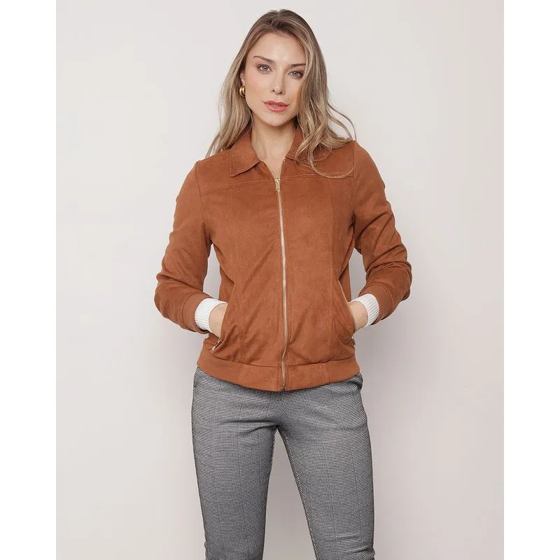 Jaqueta Feminina Suede Marrom M