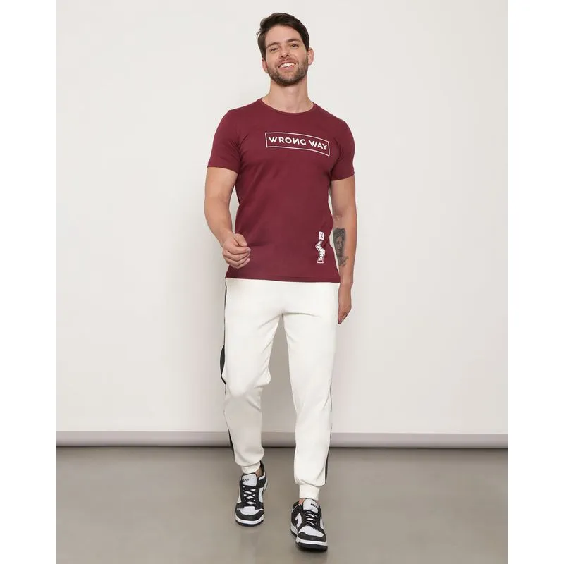 Calça Masculina Helanca Jogger Com Recorte Off White G