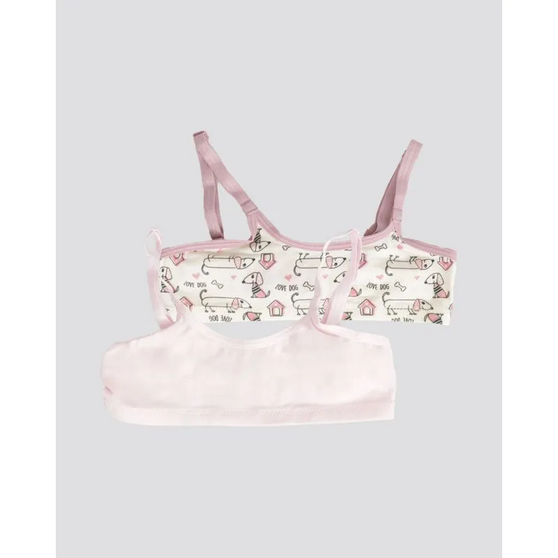 Kit 2 Sutiãs Infantil DelRio Sem Bojo Estampa Off White Rosa GG