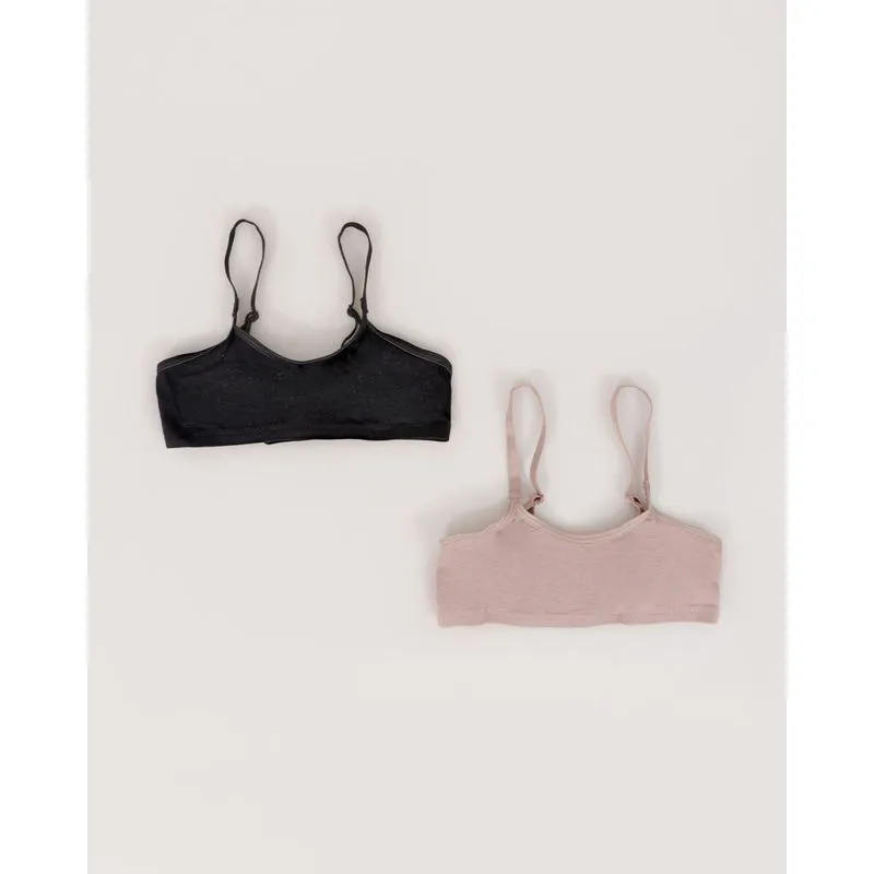 Kit 2 Sutiãs Juvenil DelRio sem Bojo Lisos Bege Preto GG