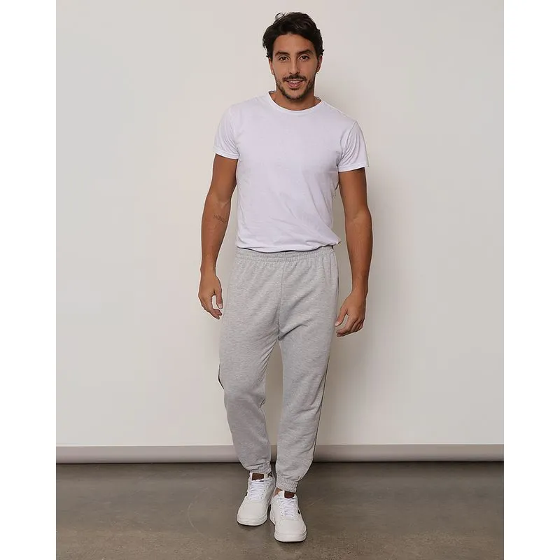 Calça Moletom Masculina Com Bolso Jogger Cinza G