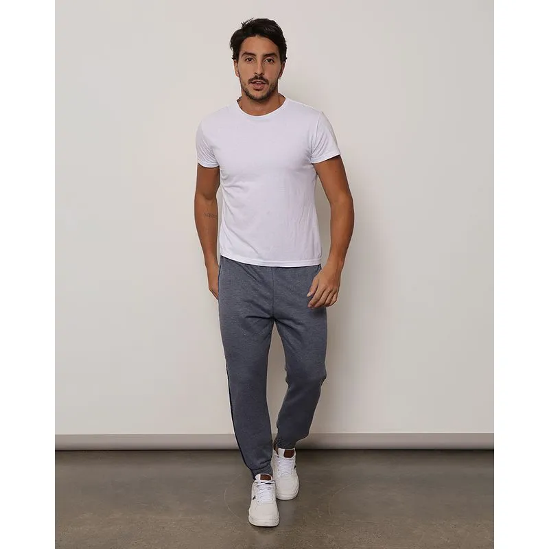 Calça Moletom Masculina Com Bolso Jogger Cinza P