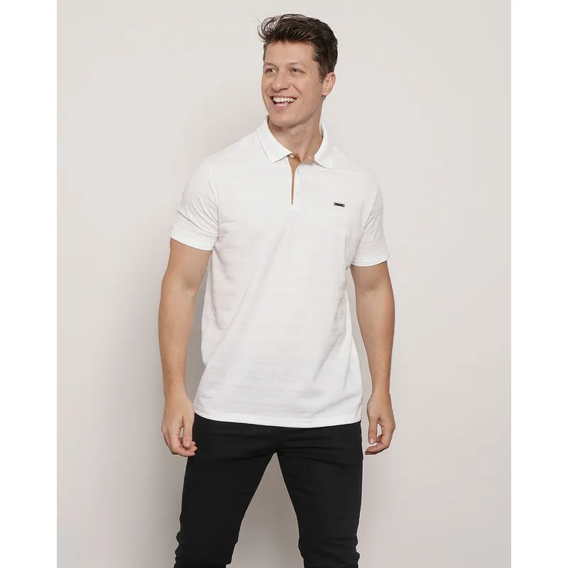 Polo Masculina Manga Curta Maquinetada Branca GG
