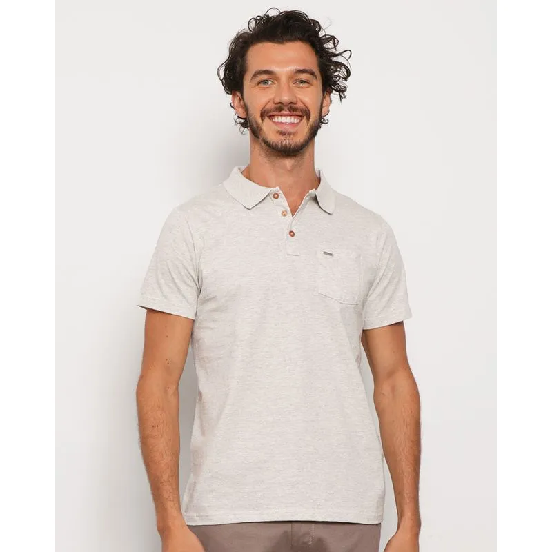 Polo Masculina Manga Curta Mescla Cinza M