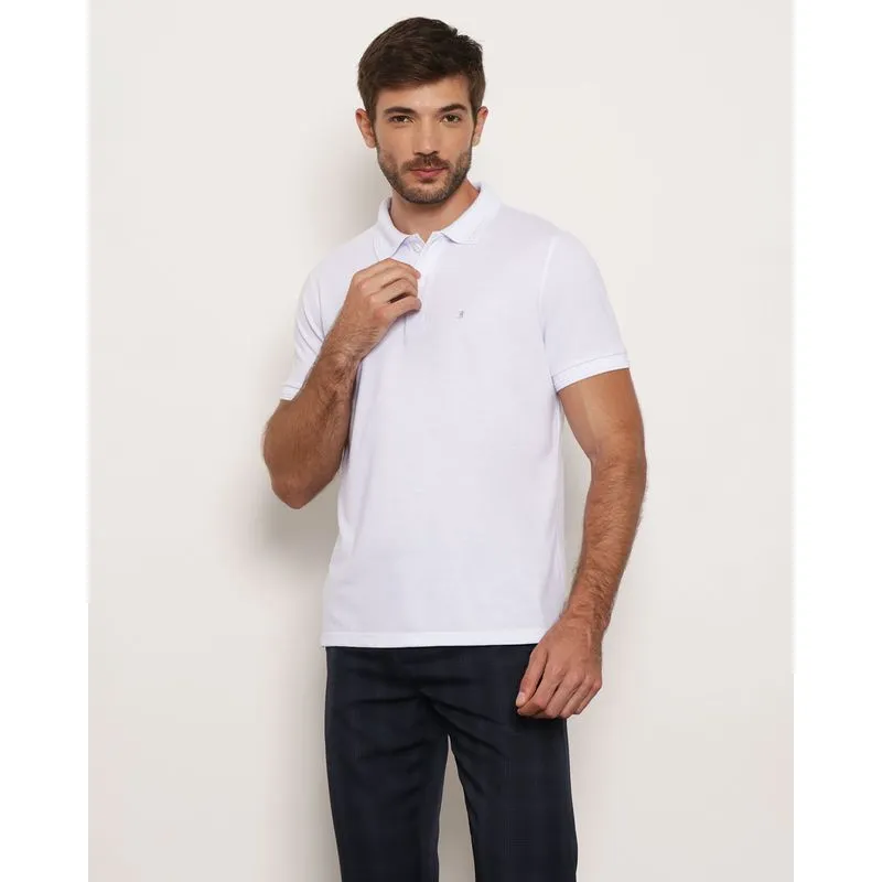 Camisa Polo Masculina Manga Curta Botões Branca P