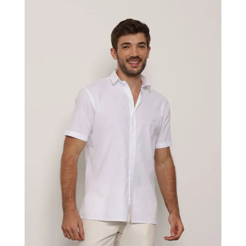 Camisa Masculina Manga Curta Lisa Branca G