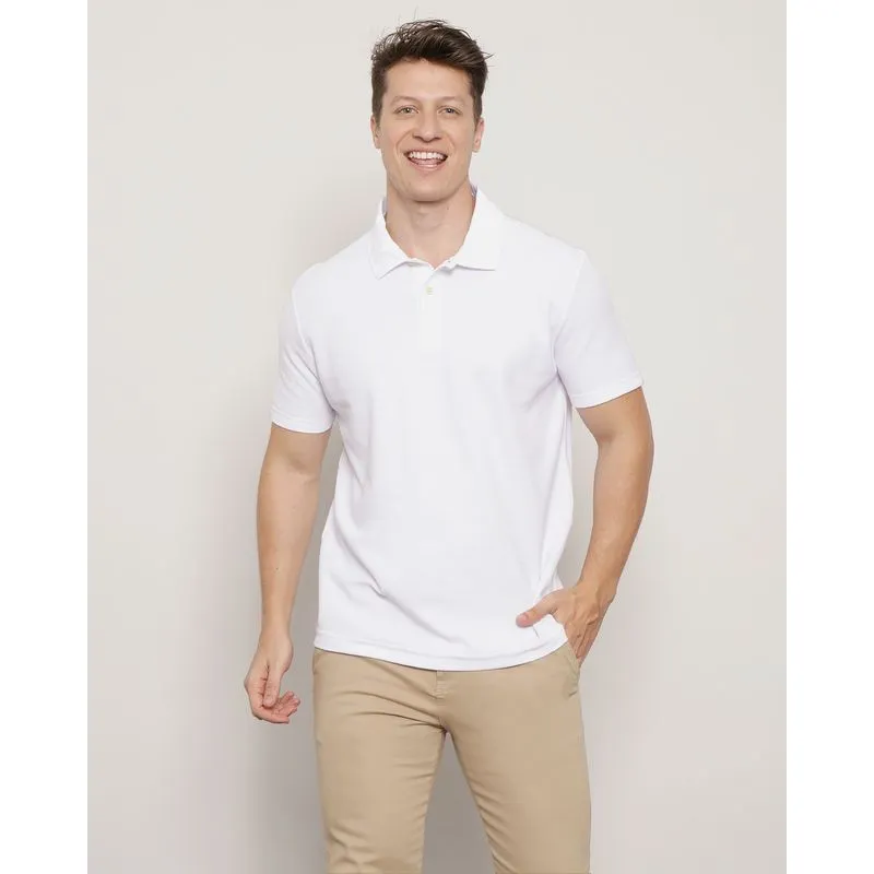 Polo Masculino Manga Curta Piquet Branca P