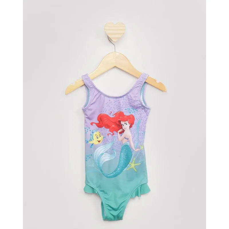 Maiô Bebê com Babado Disney Princesa Ariel Lilás 2