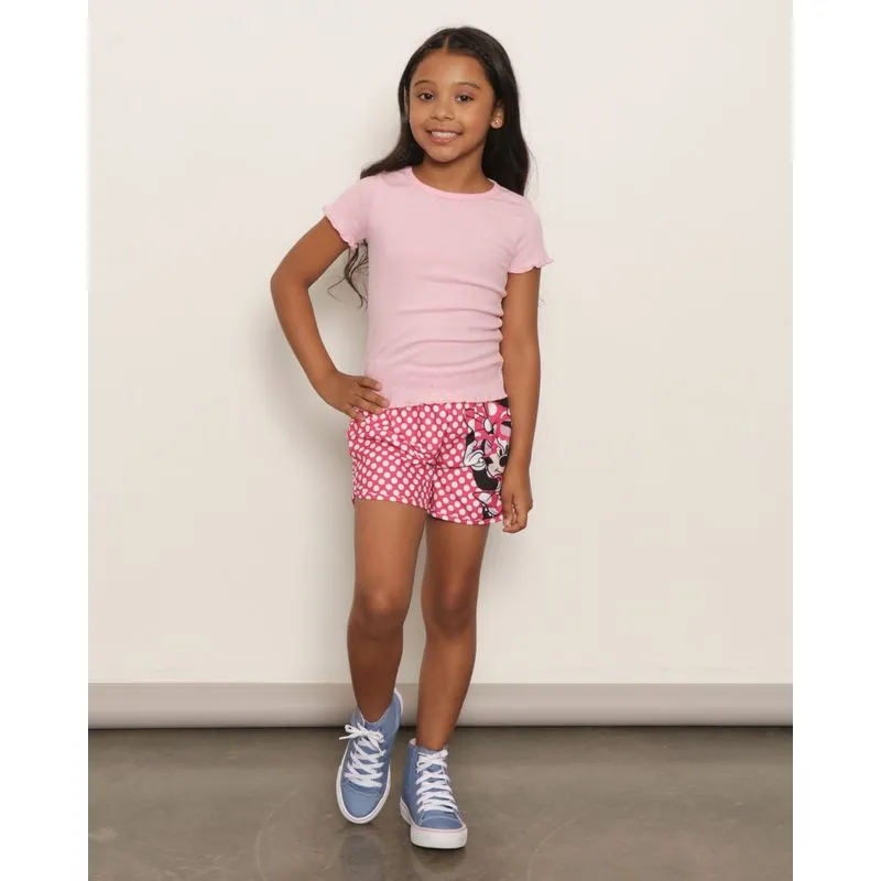 Short Infantil Curto Boxer Disney Minnie Poá Rosa 10