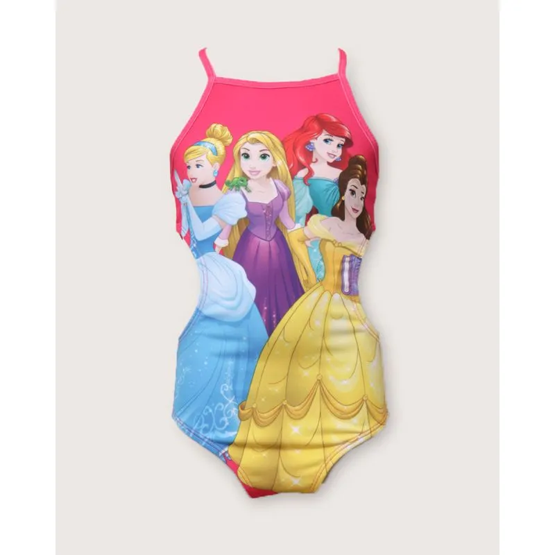 Maiô Infantil Menina Disney As Princesas Estampado Rosa 4