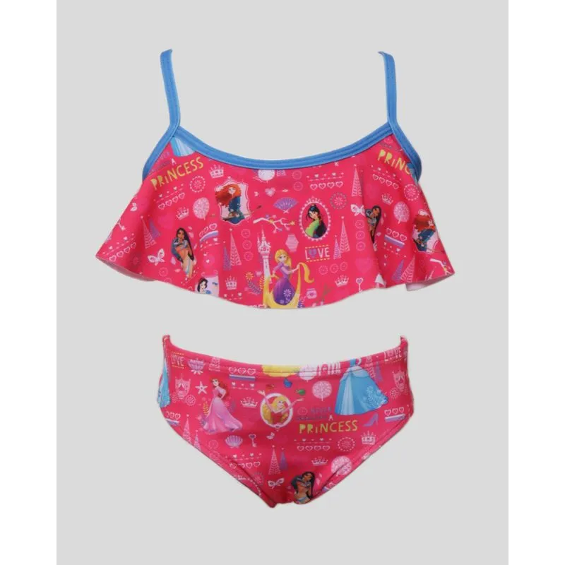 Biquíni Infantil Menina Conjunto Disney As Princesas Rosa 6