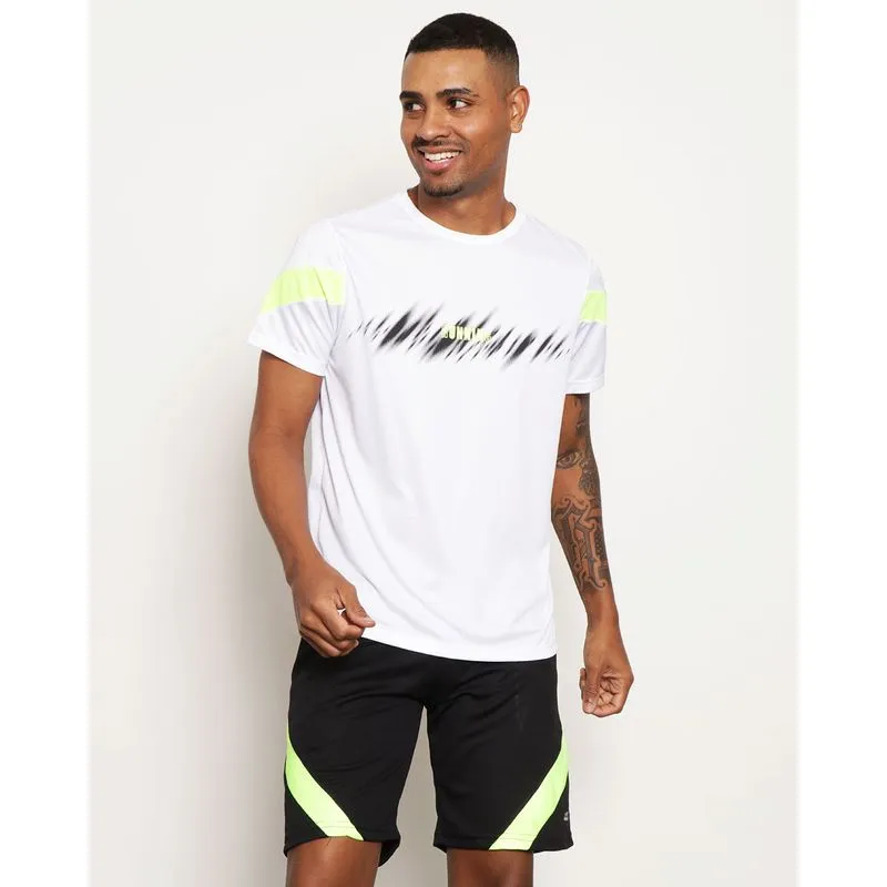 Camiseta Masculina Manga Curta Esportiva Com Recortes Branco G