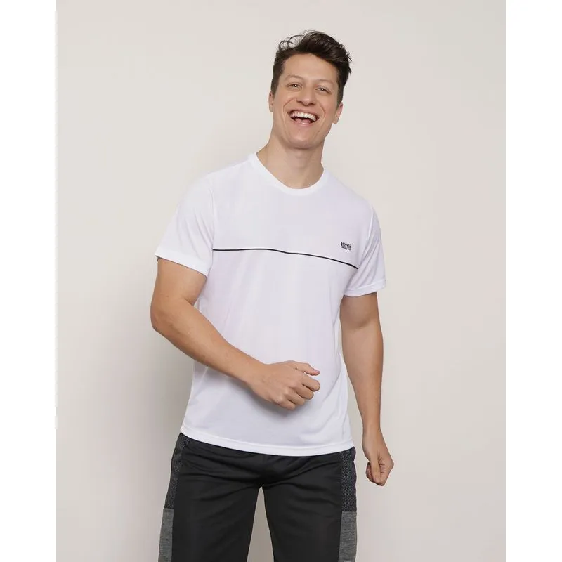 Camiseta Masculina Esportiva Manga Curta Filete Branca GG