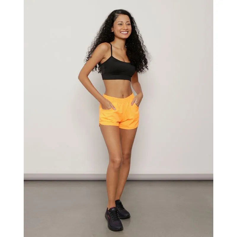 Short Feminino Fitness Boxer Laranja Neon G