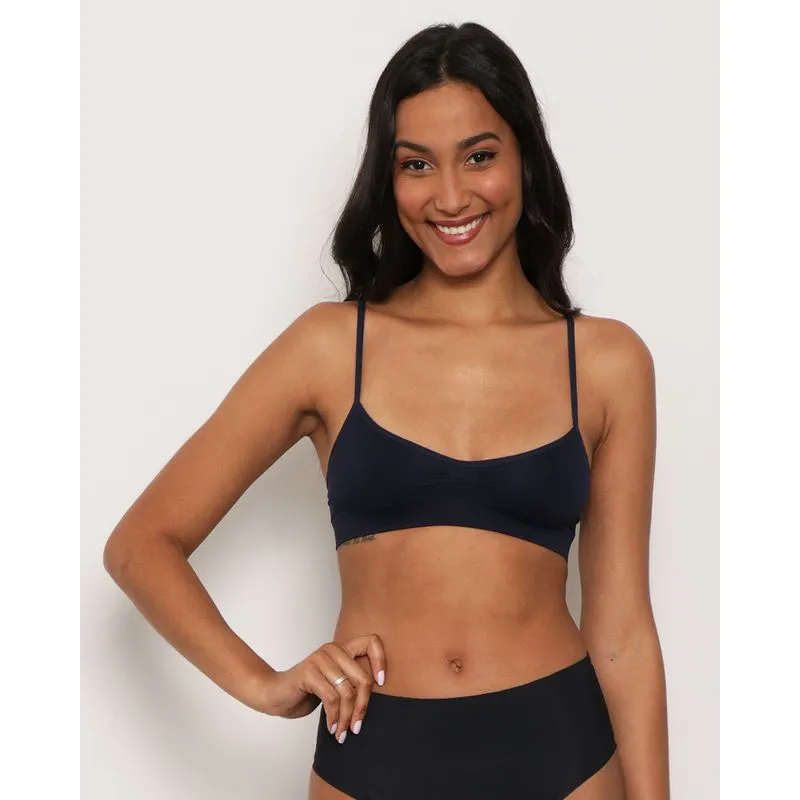 Sutiã Feminino Zee Rucci Top Sem Costura Marinho P