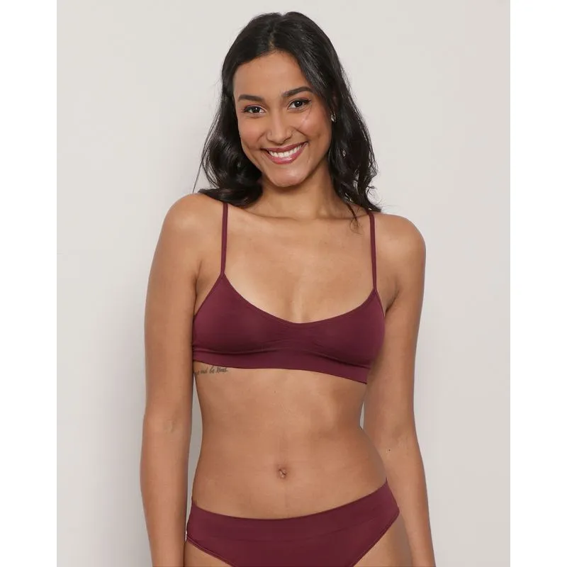 Sutiã Feminino Zee Rucci Top Sem Costura Vinho M