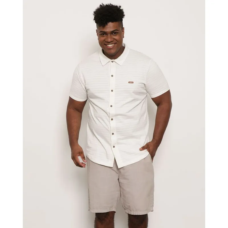 Camisa Plus Size Masculina Listrada Texturizada Off White G3
