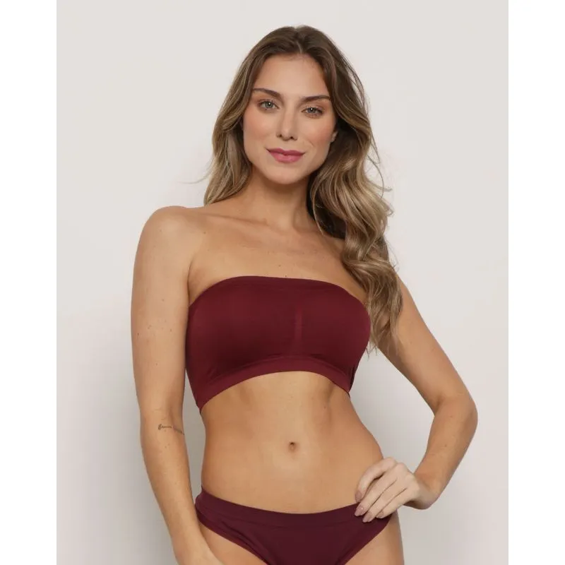 Sutiã Top Feminino Zee Rucci Sem Costura Vinho M